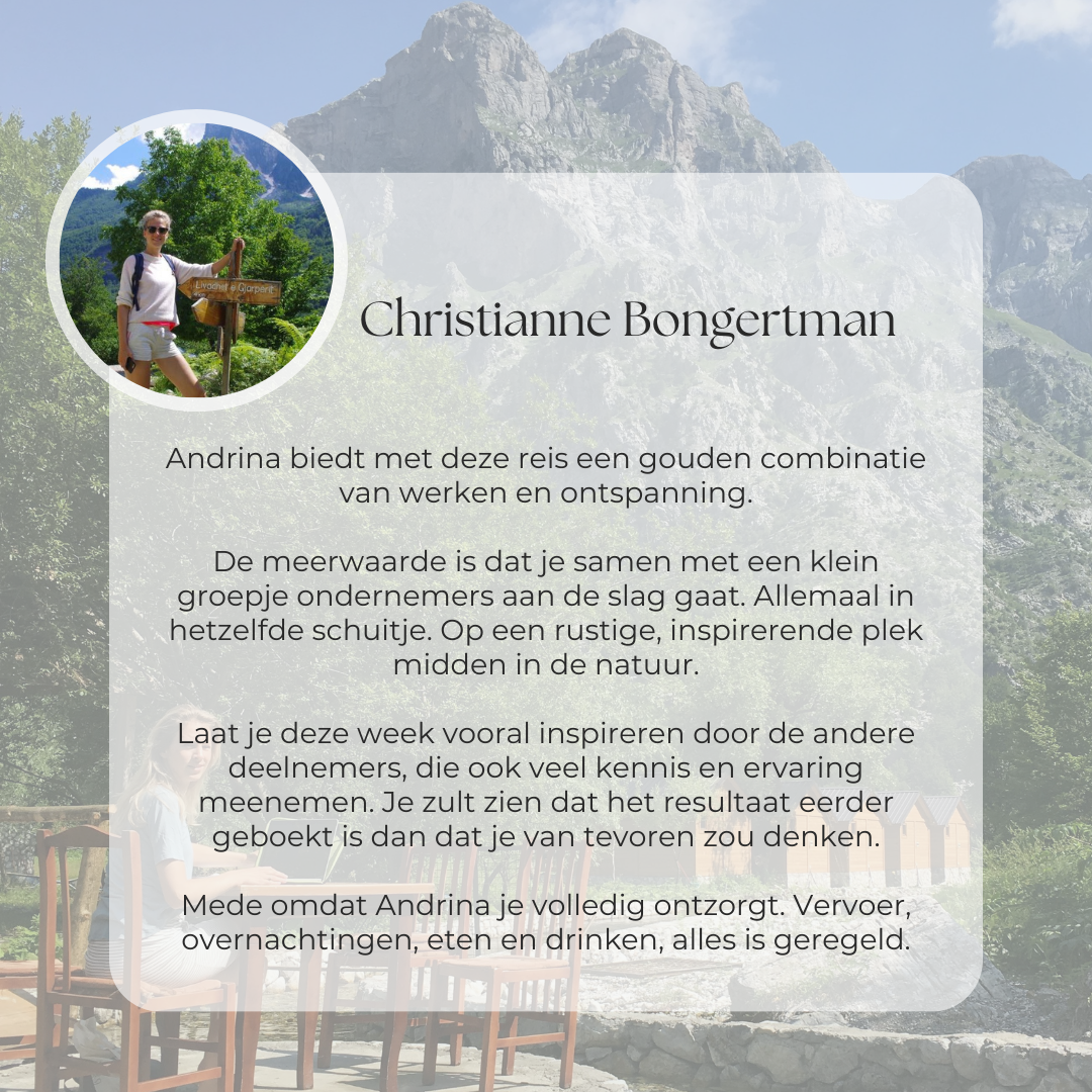 Review ondernemersreis Albanie door Christianne Bongertman